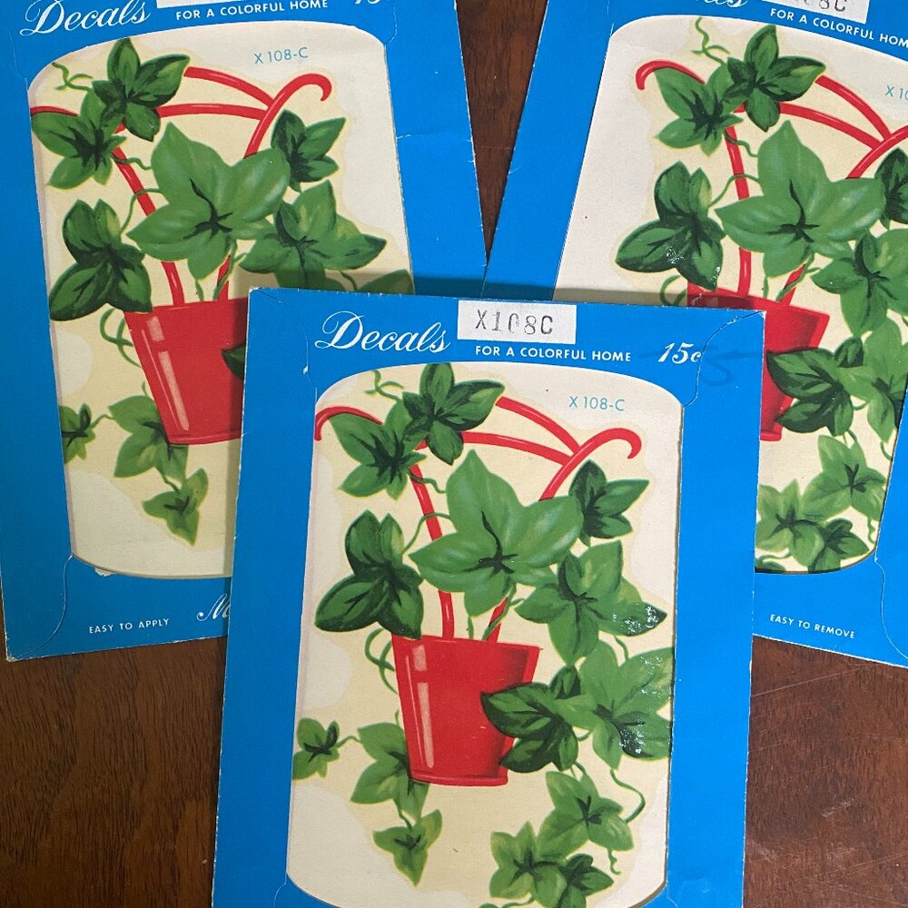 Potted Ivy Plant Decal lot of 3 Meyercord x108C Decals for a Colorful Home